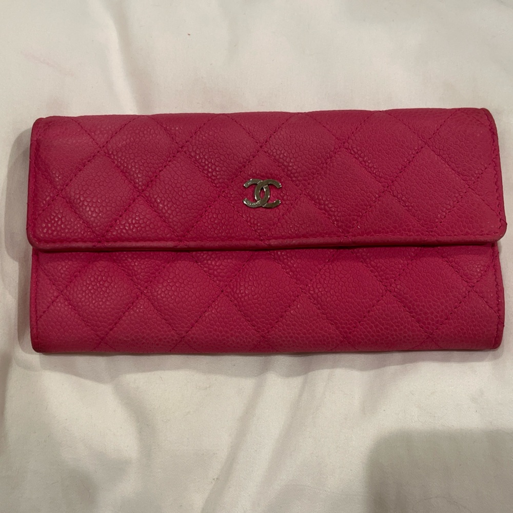 Chanel Classic Quilted Caviar CC Continental Flap Wallet Pink 19 Series